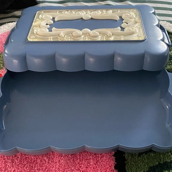 Vintage Max Factor Hollywood Redhead Wig Case Cosmetic Vanity Box Blue 1940s-50s - Picture 4 of 8